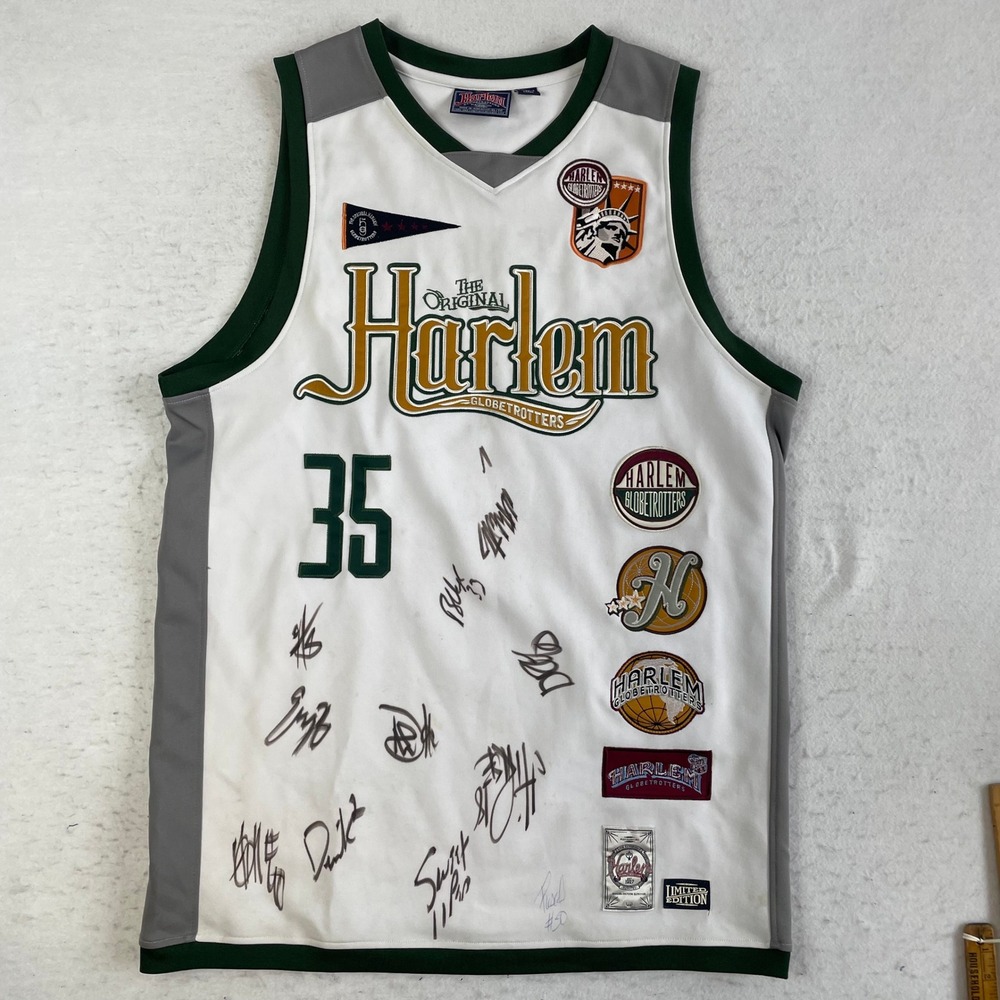 Platinum FUBU Harlem Globetrotters Jersey XL Autographed‎ Limited Patchwork